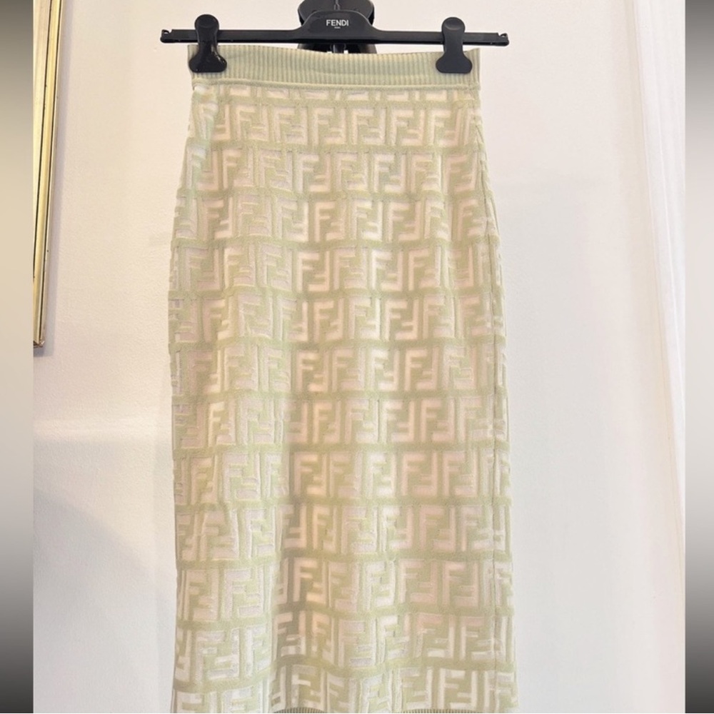 Fendi Cream Midi Skirt